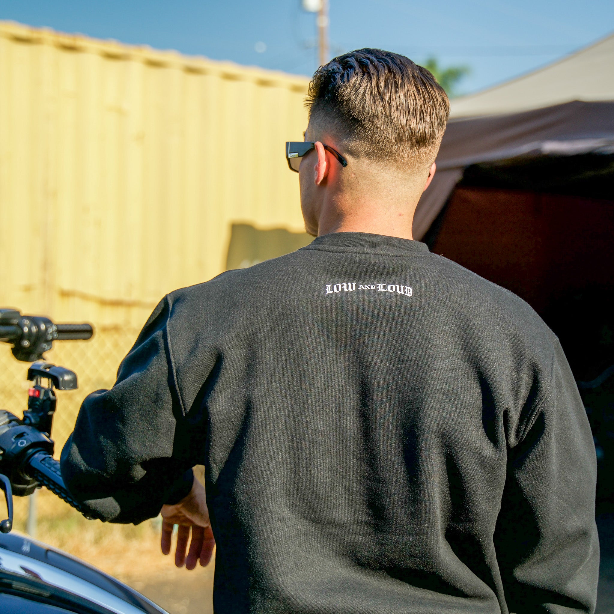 Old English Front Plate Crew Neck Sweater